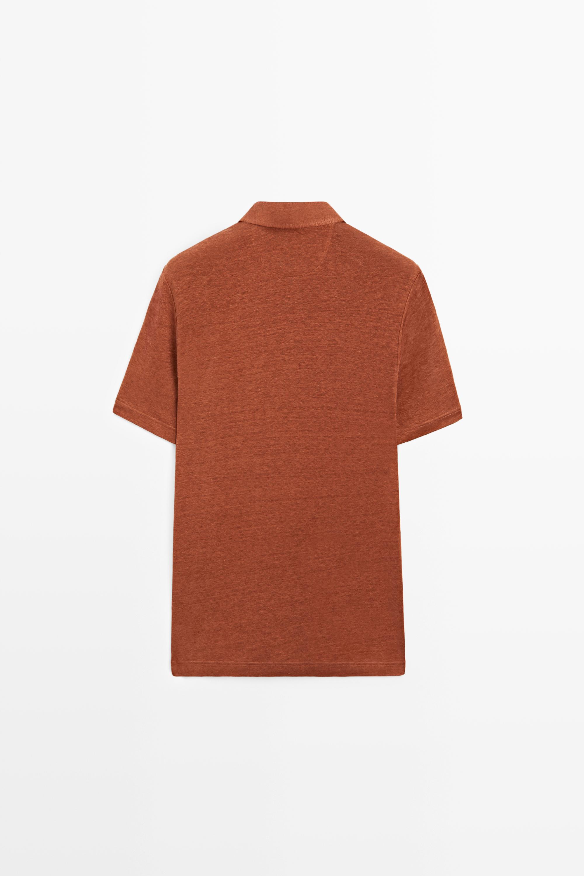 Polo 100 % lin à manches courtes
